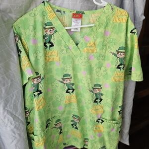 Lucky Charms Green Scrub Top